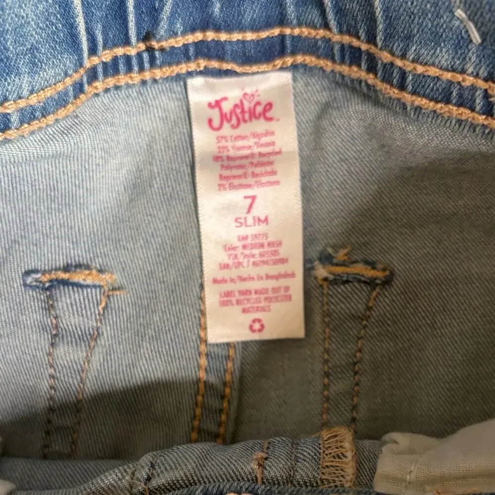 NWT Justice Denim Soft Stretchy Comfy Bootcut Light Blue Jeans size 7 slim